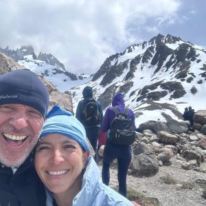 Tailored Argentina _ Liliana and Luis trekking towards Mount Fitz Roy in El Chaltén, the hiking capital