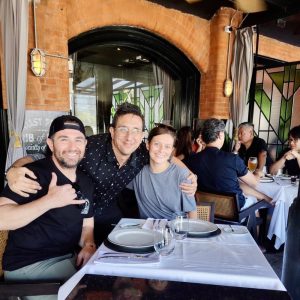 Tailored Argentina _ Taylor and Austin dining waterfront at Puerto Madero, Buenos Aires, on their bespoke Argentina honeymoon